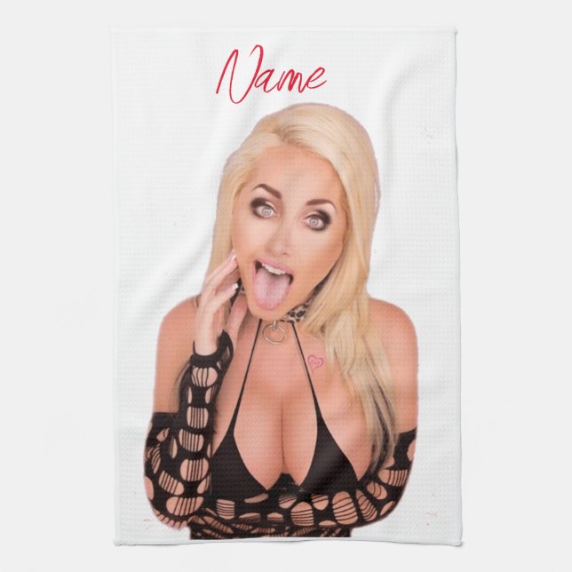 Flirty blonde Thunder_Cove Tea Towel (Vertical)