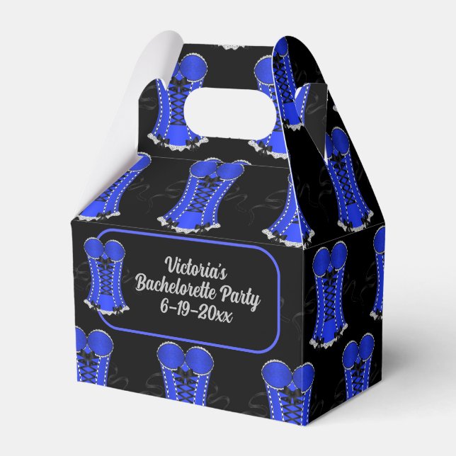Flirty Blue Corset Gable Favour Box (Front Side)