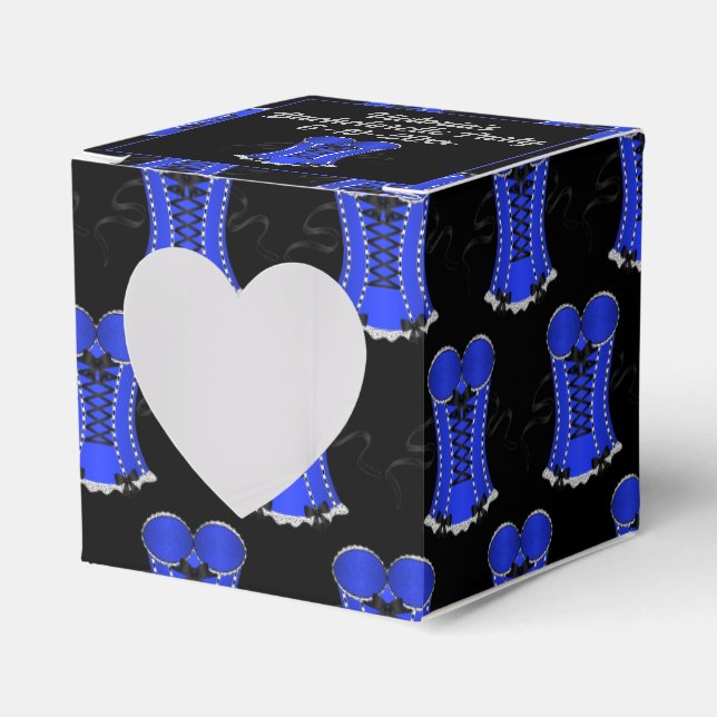Flirty Blue Corset Heart Favour Box (Front Side)