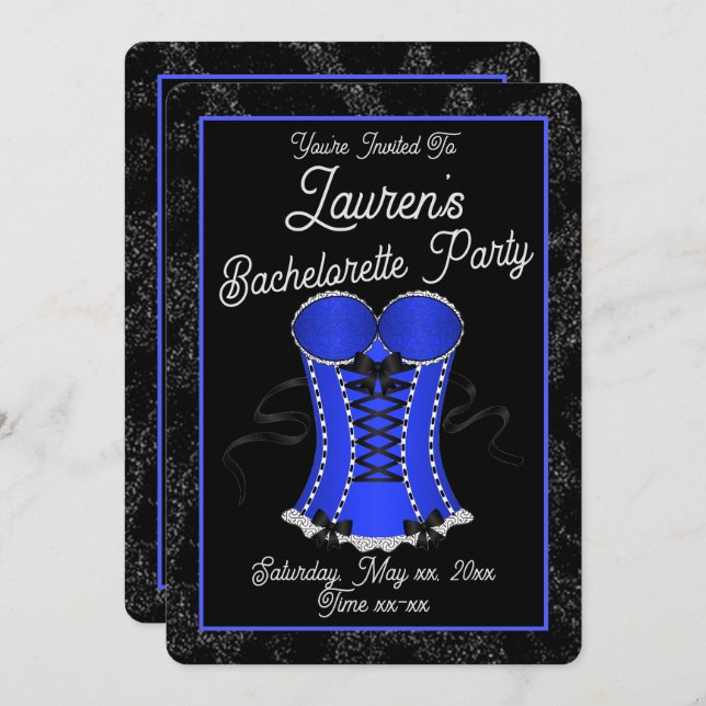 Flirty Blue Corset Invitation (Front/Back)