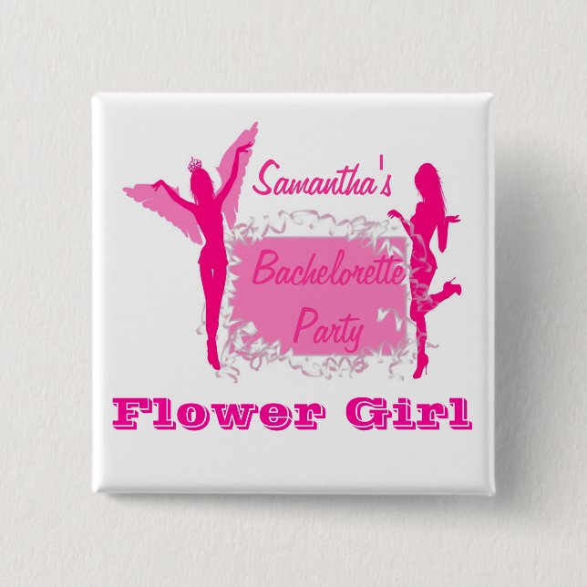 Flirty brides bachelorette party 15 cm square badge (Front)