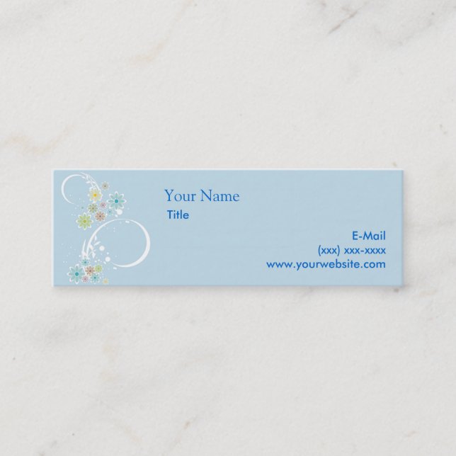Flirty Floral Blue Calling Card (Front)