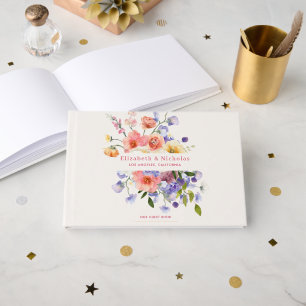 Flirty Floral Meadow Summer Wedding Guest Book