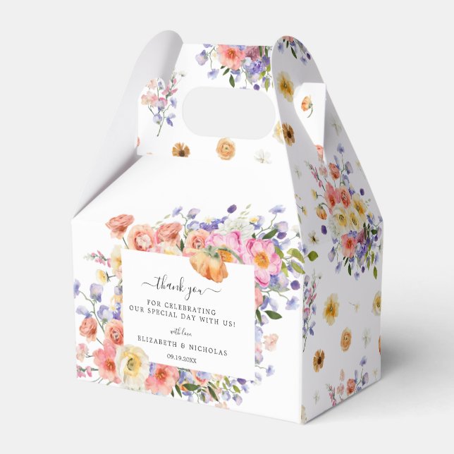 Flirty Floral Meadow | Wedding Thank You Favour Box (Front Side)