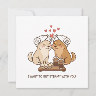 Flirty I Love You Korean Greeting Jindo Dogs Sauna Card