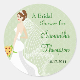 Flirty Jade Bridal Shower Sticker