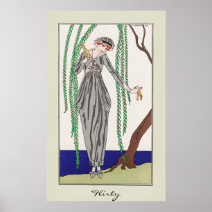 Flirty Lady Vintage Art Deco Fashion Poster