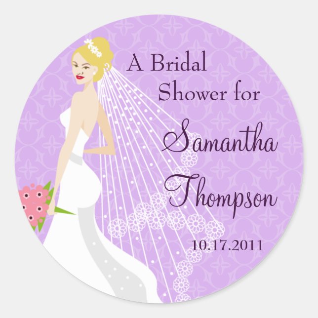 Flirty Lilac Bridal Shower Sticker (Front)