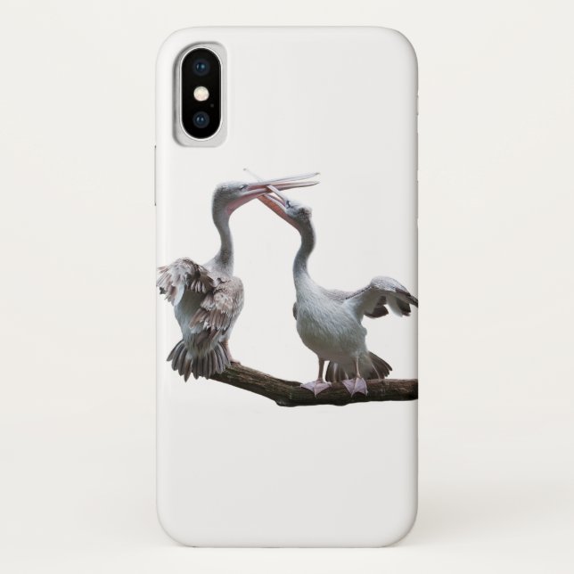 Flirty Pelicans iPhone X Case (choose your colour) (Back)