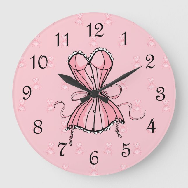 Flirty Pink Corset Large Clock (Front)