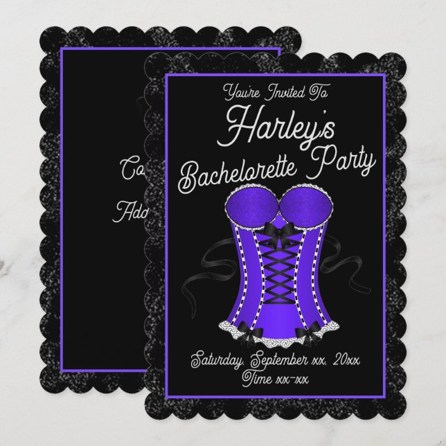 Flirty Purple Corset Invitation (Front/Back)