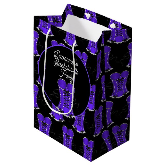 Flirty Purple Corset  Medium Gift Bag (Front Angled)