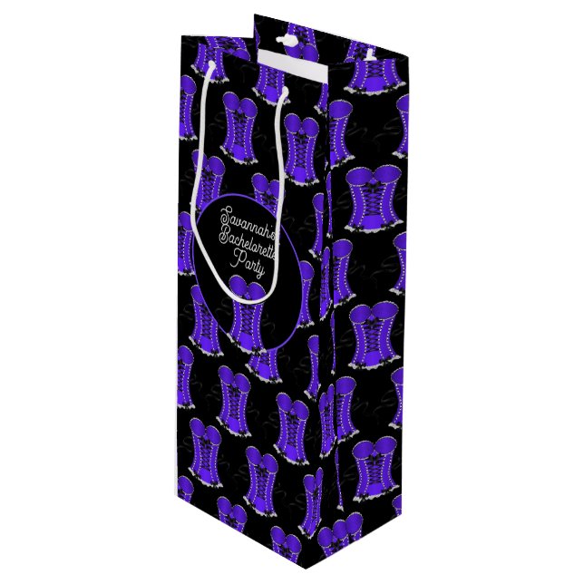Flirty Purple Corset  Wine Gift Bag (Front Angled)
