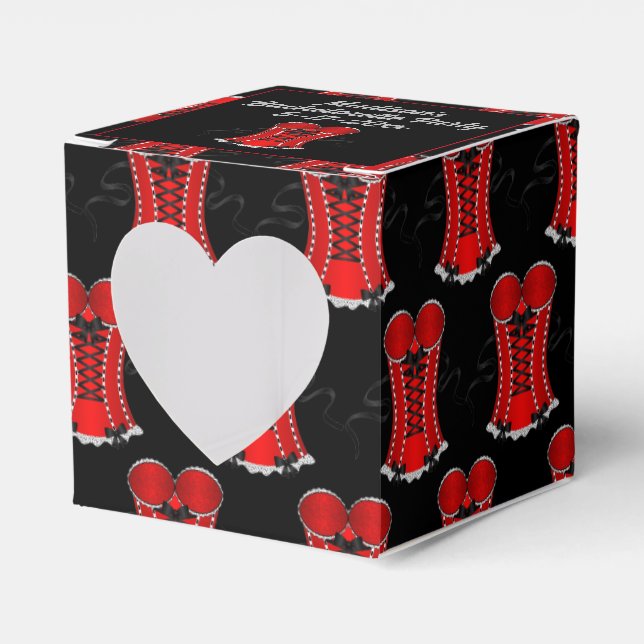 Flirty Red Corset Heart Favour Box (Front Side)