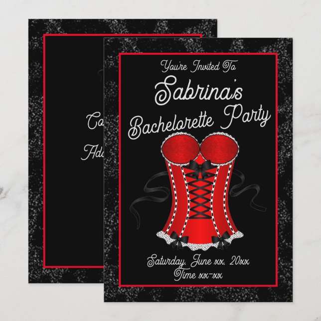 Flirty Red Corset  Invitation (Front/Back)