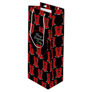 Flirty Red Corset  Wine Gift Bag