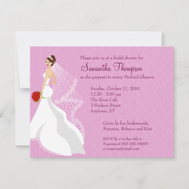 Flirty Rose Bridal Shower Invitation (Front)