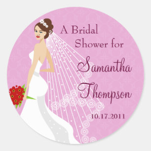 Flirty Rose Bridal Shower Sticker