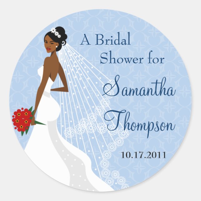 Flirty Sapphire Bridal Shower Sticker (Front)