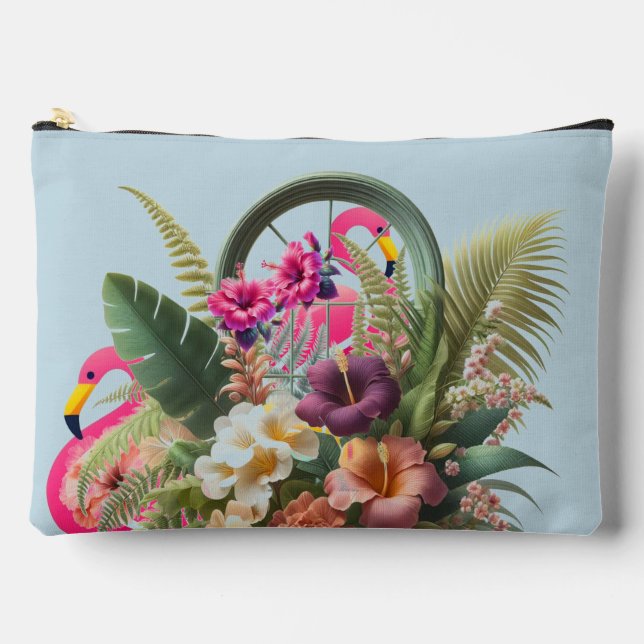 Flirty Tropical Flamingos Garden Accessory Pouch (Front)