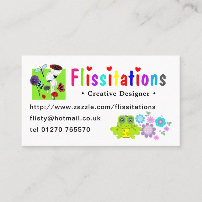 Flissitations Zazzle Store Business Card (Front)