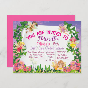 Flitteriffic Pink Magical Fairy Land Birthday Invitation