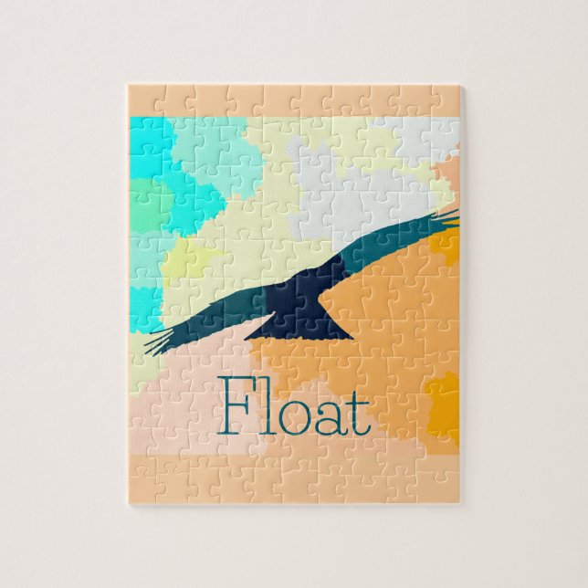 "Float" A stylised bird soaring over watercolour Jigsaw Puzzle (Vertical)
