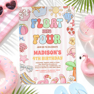 Float Into Four Tropical Beach 4th Birthday Party Invitation