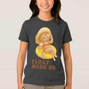 Float Mode On: Summer Cat Lemon Pool Party Art Tri-Blend Shirt