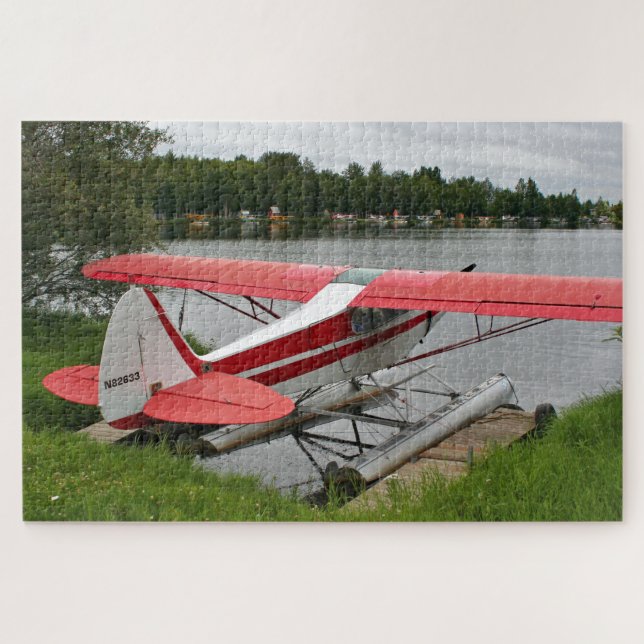 Float plane docked, Lake Hood, Alaska Jigsaw Puzzle (Horizontal)