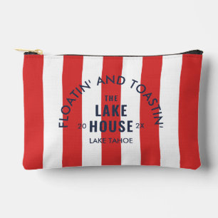 Floatin' And Toastin' The Lake House Red Stripe Accessory Pouch