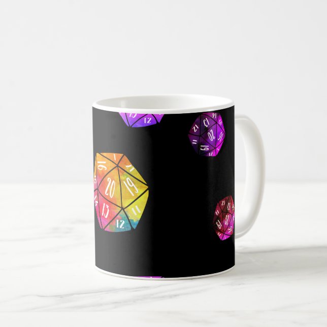 Floating 20 Sided Die  Coffee Mug (Front Right)