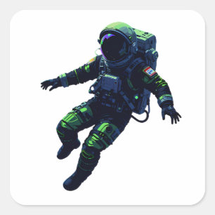 Floating Astronaut in Space Suit Illustration Square Sticker