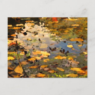 Floating Autumn Leaves Abstract Postcard