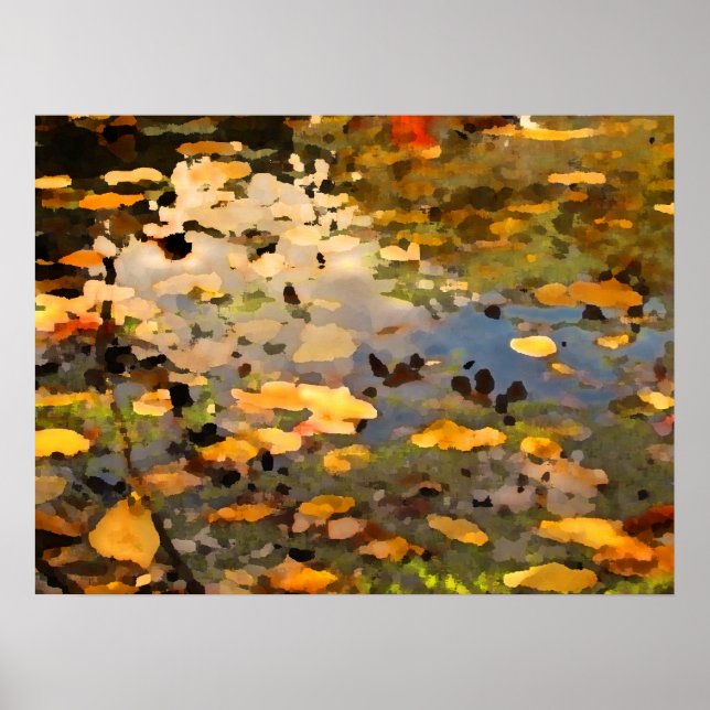 Floating Autumn Leaves Abstract Poster (Front)