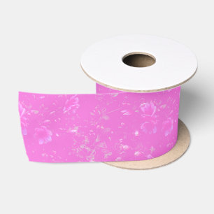 Floating Azalea Flowers Mauve Satin Ribbon