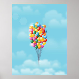 Floating Balloons up and away. Poster