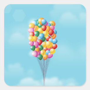 Floating Balloons up and away. Square Sticker
