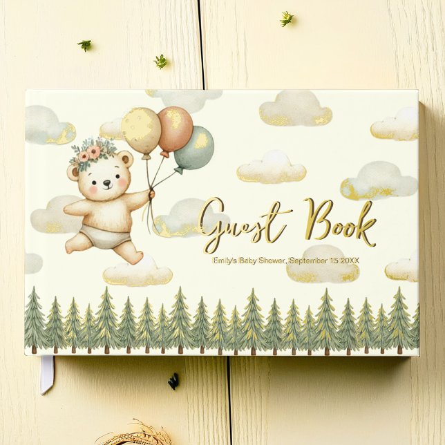 Floating Bear Adventures Baby Shower Guest Book (Floating Bear Adventures Baby Shower Foil Guest Book)