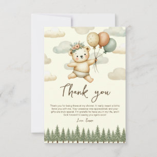 Floating Bear Adventures Baby Shower Thank You Card