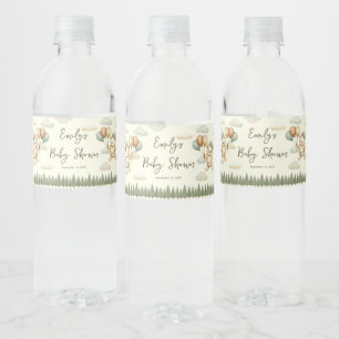 Floating Bear Adventures Baby Shower Water Bottle Label