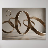 Floating Bronze Rings Modern Sculptural Canvas Pri