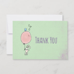 Floating Bunny Holding a Balloon Thank You