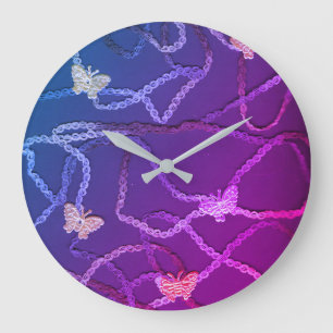 Floating Butterflies Clock (Purple)