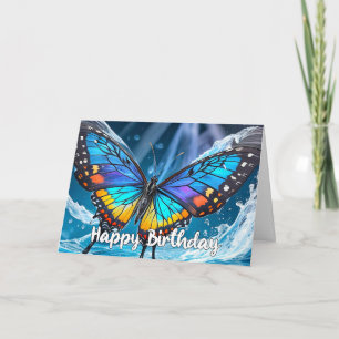 Floating Butterfly Illustration Happy Birthday Card