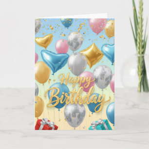 Floating Celebration Balloons –Happy Birthday Card