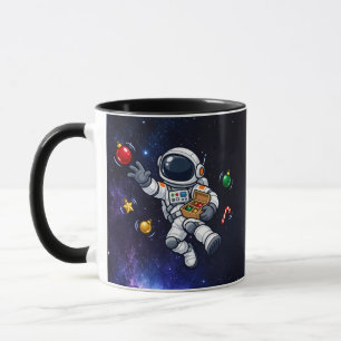 Floating Christmas Astronaut with Ornaments Mug