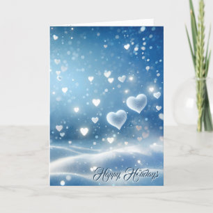 Floating Christmas Snow Hearts Holiday Card
