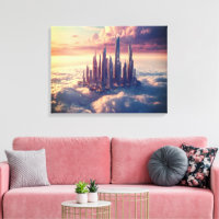 Floating City Canvas Wall Art  Surreal Dream Decor