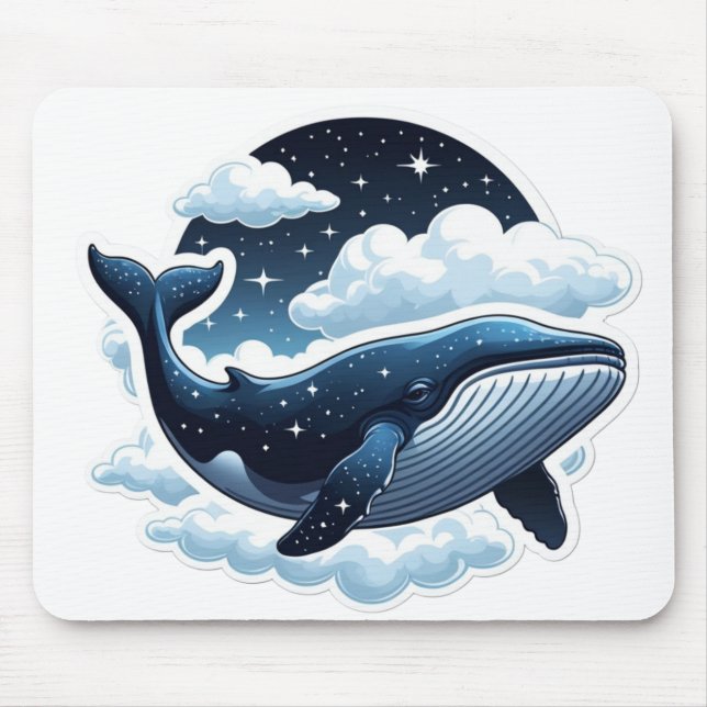 Floating cloud whale with stars mouse mat (Front)